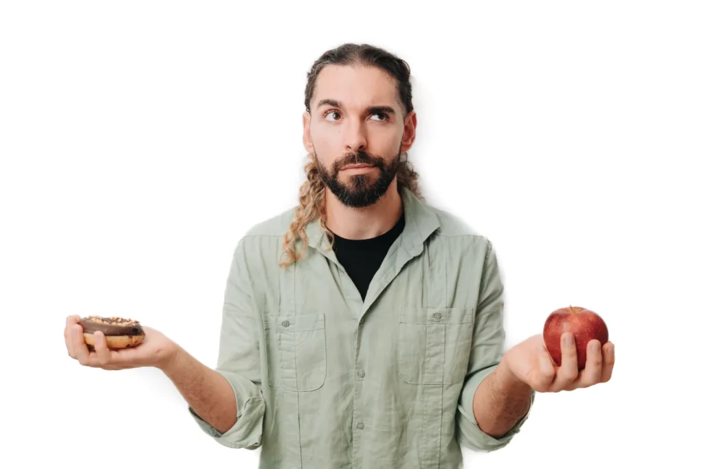 Menú saludable: elegir entre comida saludable y no saludable